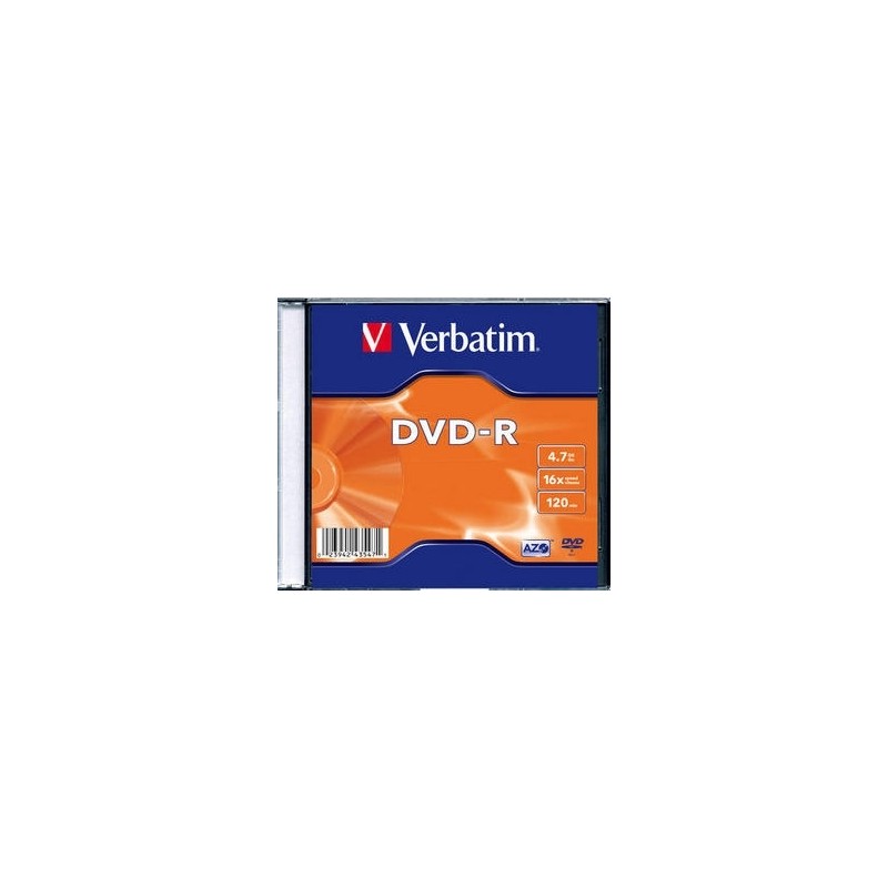 DVD-R VERBATIM  4.7GB, 120min, viteza 16x, 1 buc, Slim Case, Single Layer, "Matt Silver" "43547"