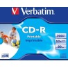 CD-R VERBATIM  700MB, 80min, viteza 52x, set 10 buc, Jewel case, printabil, "AZO Wide Inkjet Printable" "43325"