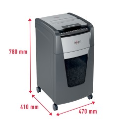 Distrugator automat documente Rexel OPTIMUM 300M , 300 coli, P5, micro-cut (tip particule), cos  60 litri, negru-gri, "2020300ME