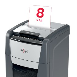 Distrugator automat documente Rexel OPTIMUM 300M , 300 coli, P5, micro-cut (tip particule), cos  60 litri, negru-gri, "2020300ME