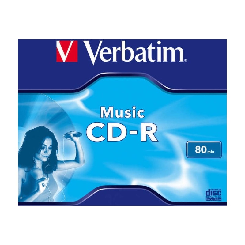 CD-R VERBATIM  700MB, 80min, viteza 16x, set 10 buc  (43364), Jewel Case, "MUSIC" "43365"
