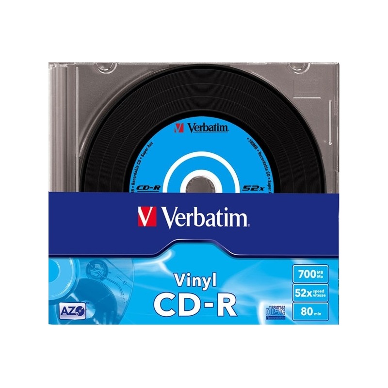 CD-R VERBATIM  700MB, 80min, viteza 52x, PACK Slim case 10 buc, "AZO Data Vinyl" "43426"