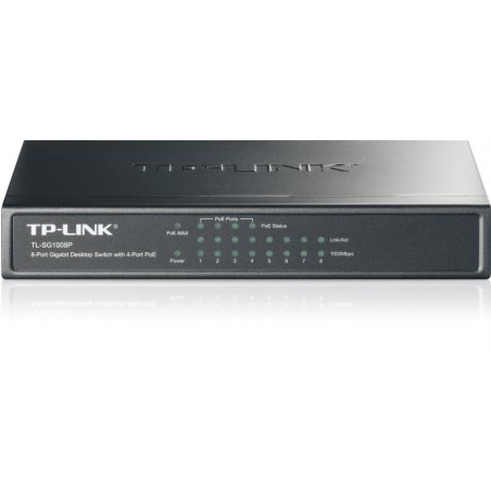 SWITCH PoE TP-LINK  8 porturi Gigabit (4 PoE), IEEE 802.3af, carcasa metalica "TL-SG1008P" (timbru verde 2 lei)