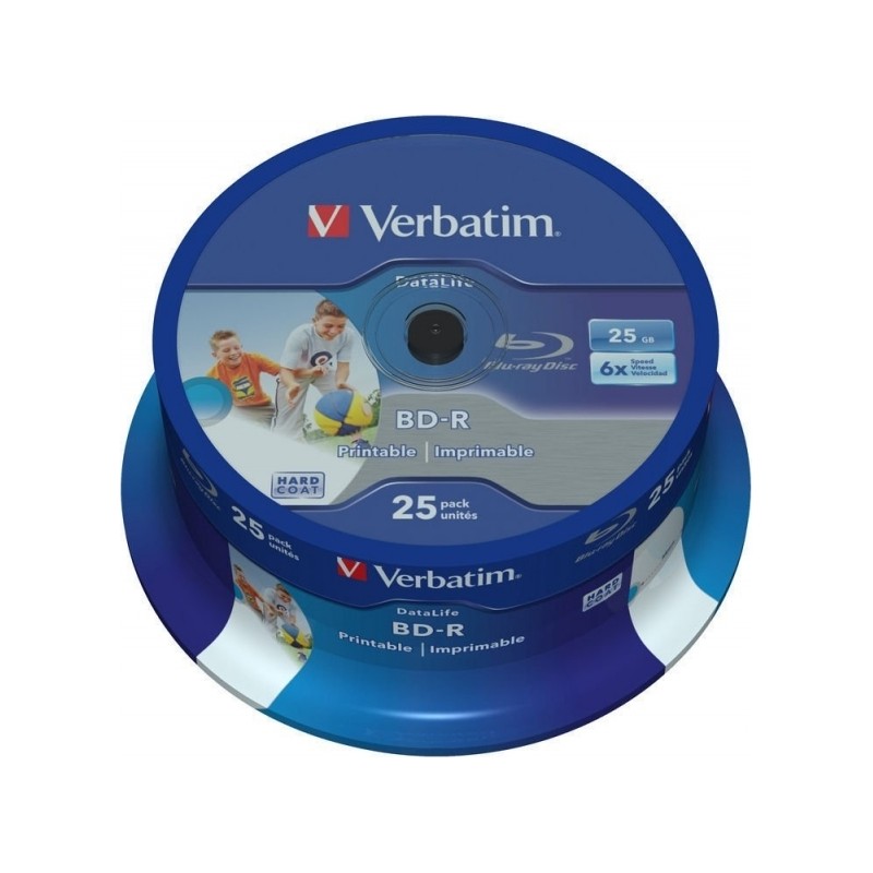 BD-R VERBATIM  25GB, viteza 6x, 25 buc, Single Layer, spindle, printabil, "Wide Inkjet Printable" "43811"