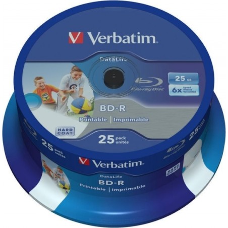 BD-R VERBATIM  25GB, viteza 6x, 25 buc, Single Layer, spindle, printabil, "Wide Inkjet Printable" "43811"
