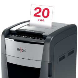 Distrugator automat documente Rexel OPTIMUM 750X , 750 coli, P4, cross-cut (tip confeti), cos 140 litri, negru-gri, "2020750XEU"