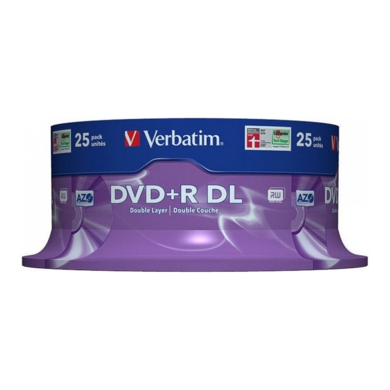 DVD+R VERBATIM  8.5GB, 240min, viteza 8x, 25 buc, Double Layer, spindle, "Matt Silver" "43757"