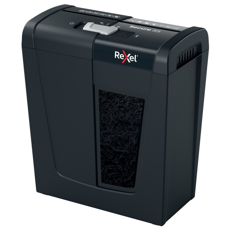 Distrugator manual documente Rexel SECURE   S5,   5 coli, P2, strip-cut (tip fasii), cos  10 litri, negru, "2020121EU" (timbru v