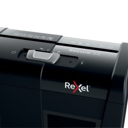 Distrugator manual documente Rexel SECURE   S5,   5 coli, P2, strip-cut (tip fasii), cos  10 litri, negru, "2020121EU" (timbru v