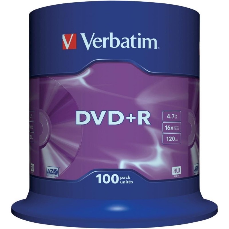 DVD+R VERBATIM  4.7GB, 120min, viteza 16x, 100 buc, Single Layer, spindle, "Matt Silver" "43551"