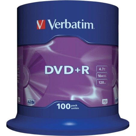 DVD+R VERBATIM  4.7GB, 120min, viteza 16x, 100 buc, Single Layer, spindle, "Matt Silver" "43551"