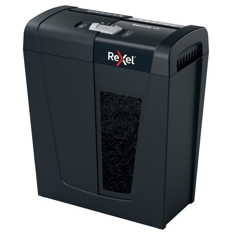 Distrugator manual documente Rexel SECURE   X8,   8 coli, P4, cross-cut (tip confeti), cos  14 litri, negru, "2020123EU" (timbru