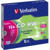 CD-RW VERBATIM  700MB, 80min, viteza 8-12x,   5 buc, carcasa, "Colour 12x" "43167/261910"