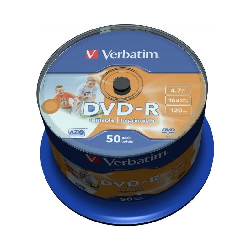 DVD-R VERBATIM  4.7GB, 120min, viteza 16x, 50 buc, Single Layer, spindle, printabil, "Wide Inkjet Printable" "43533"