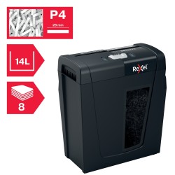 Distrugator manual documente Rexel SECURE   X8,   8 coli, P4, cross-cut (tip confeti), cos  14 litri, negru, "2020123EU" (timbru