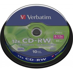CD-RW VERBATIM  700MB, 80min, viteza 8-12x,  10 buc, spindle, "43480"