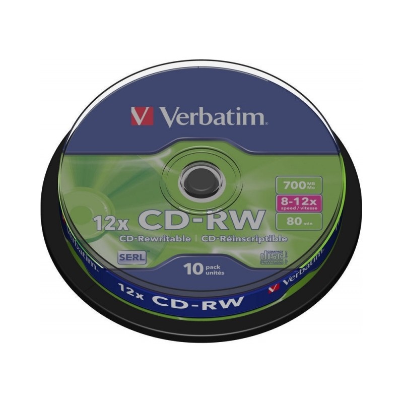 CD-RW VERBATIM  700MB, 80min, viteza 8-12x,  10 buc, spindle, "43480"