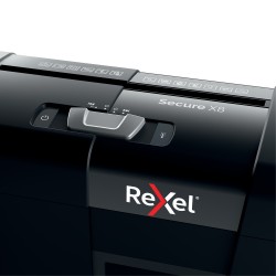 Distrugator manual documente Rexel SECURE   X8,   8 coli, P4, cross-cut (tip confeti), cos  14 litri, negru, "2020123EU" (timbru