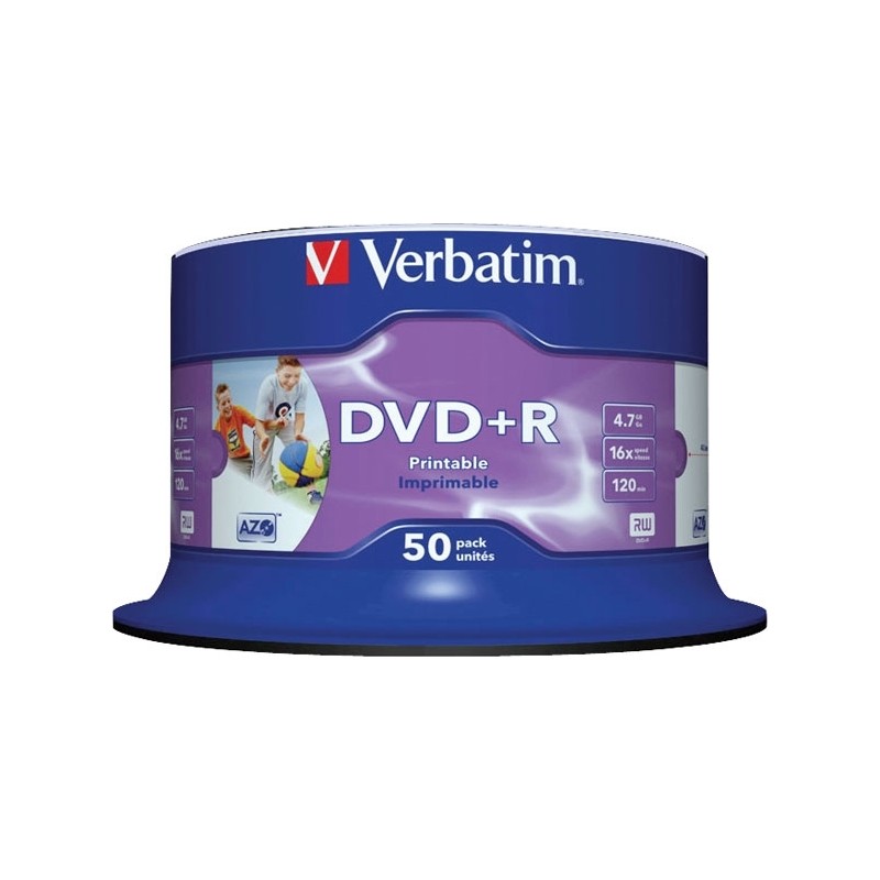 DVD+R VERBATIM  4.7GB, 120min, viteza 16x, 50 buc, Single Layer, spindle, printabil, "Wide Inkjet Printable" "43512"