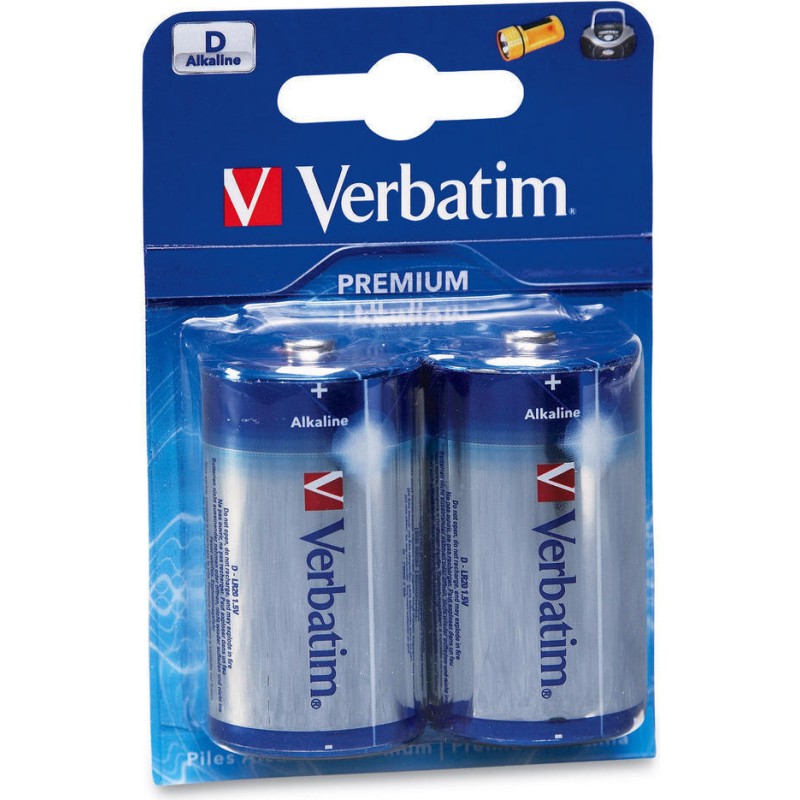 BATERIE VERBATIM D (R20), 1.5V alcalina, 2 buc., "49923" (timbru verde 0.16 lei)