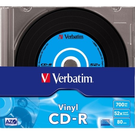 CD-R VERBATIM  700MB, 80min, viteza 52x, PACK Slim case 10 buc, "AZO Data Vinyl" "43426"