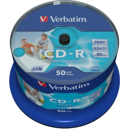 CD-R VERBATIM  700MB, 80min, viteza 52x,  50 buc, spindle, printabil, "AZO Wide Inkjet Printable" "43438"