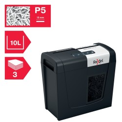 Distrugator manual documente Rexel SECURE MC3,  3 coli, P5, micro-cut (tip particule), cos  10 litri, negru-argintiu, "2020128EU