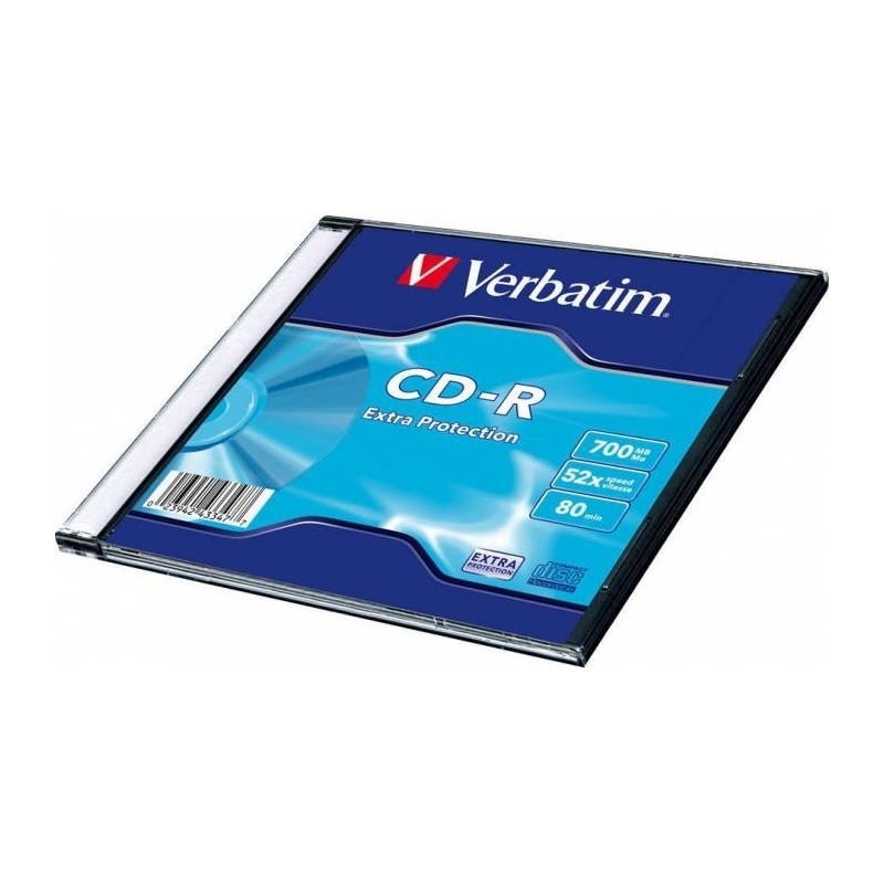 CD-R VERBATIM  700MB, 80min, viteza 52x,   1 buc, Slim Case, "43347" (pret pt. 1 blank CD - 200buc. / cutie) 935144