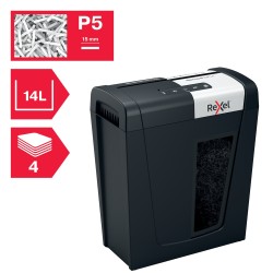 Distrugator manual documente Rexel SECURE MC4,  4 coli, P5, micro-cut (tip particule), cos  14 litri, negru-argintiu, "2020129EU