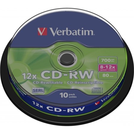 CD-RW VERBATIM  700MB, 80min, viteza 8-12x,  10 buc, spindle, "43480"