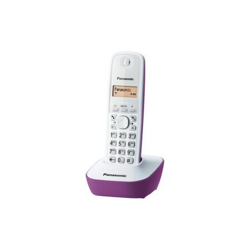 Telefon DECT alb/violet, KX-TG1611FXF, Panasonic, "KX-TG1611FXF" (timbru verde 0.8 lei)
