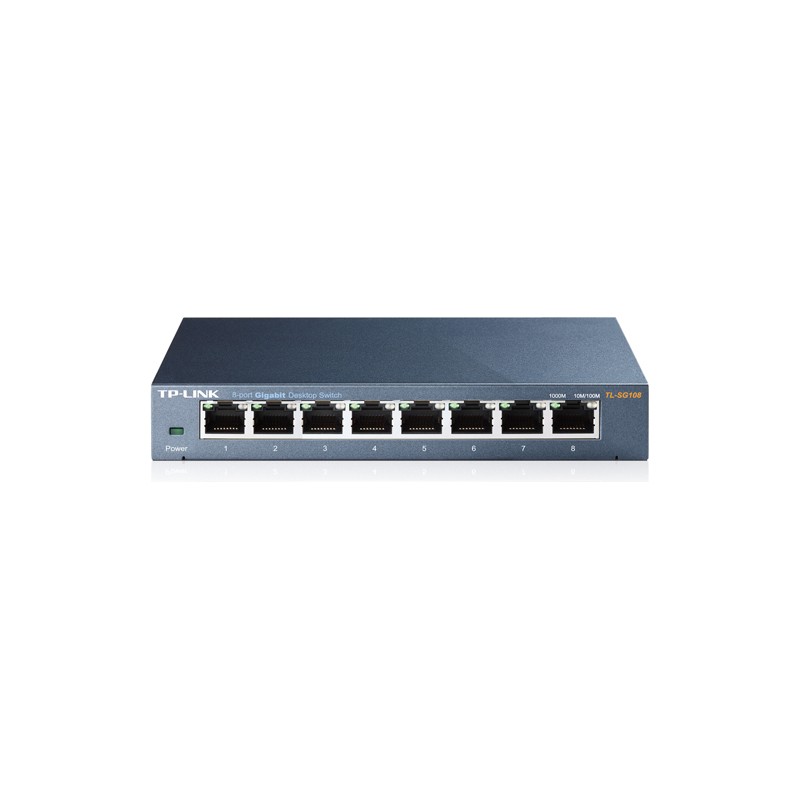 SWITCH TP-LINK  8 porturi Gigabit. carcasa metalica "TL-SG108" (timbru verde 2 lei)