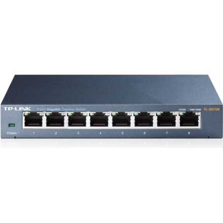 SWITCH TP-LINK  8 porturi Gigabit. carcasa metalica "TL-SG108" (timbru verde 2 lei)