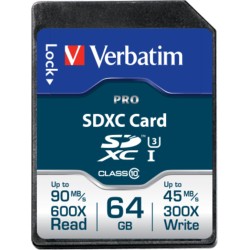 MEMORIE SD CARD VERBATIM SDXC 64GB (Clasa 10) PRO UHS-I, "47022" (timbru verde 0.03 lei)
