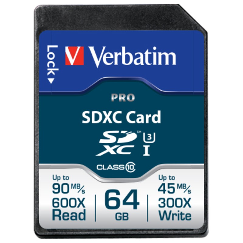 MEMORIE SD CARD VERBATIM SDXC 64GB (Clasa 10) PRO UHS-I, "47022" (timbru verde 0.03 lei)