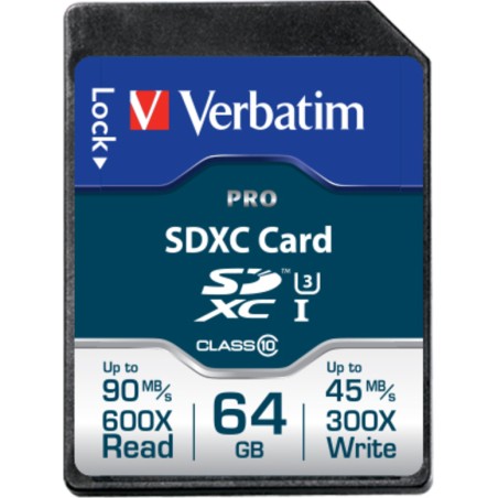 MEMORIE SD CARD VERBATIM SDXC 64GB (Clasa 10) PRO UHS-I, "47022" (timbru verde 0.03 lei)