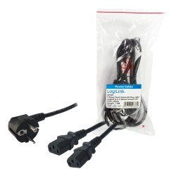 CABLU alimentare LOGILINK 1.7m, intrare Schuko, iesire 2 x C13, 10A, testat VDE, black, "CP101" (timbru verde 0.8 lei)