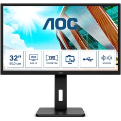 MONITOR  AOC 31.5 inch, home | office, IPS, WQHD (2560 x 1440), Wide, 250 cd/mp, 4 ms, HDMI | DisplayPort, "Q32P2" (timbru verde