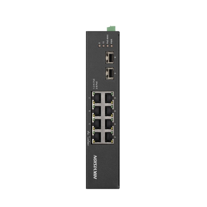 SWITCH Hikvision, Gigabit x 8, SFP x 2, carcasa metalica, "DS-3T0510HP-E/HS" (timbru verde 2 lei)