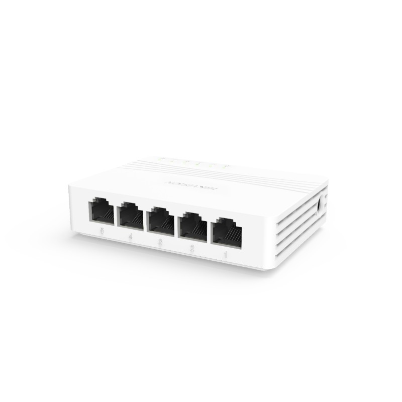 SWITCH Hikvision, Gigabit x 5, carcasa plastic, "DS-3E0505D-E" (timbru verde 2 lei)