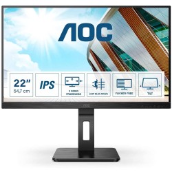 MONITOR  AOC 21.5 inch, home | office, IPS, Full HD (1920 x 1080), Wide, 250 cd/mp, 4 ms, HDMI | VGA, "22P2DU" (timbru verde 7 l