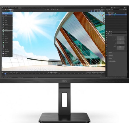 MONITOR  AOC 27 inch, home | office, IPS, Full HD (1920 x 1080), Wide, 250 cd/mp, 4 ms, HDMI | VGA | DisplayPort, "27P2Q" (timbr