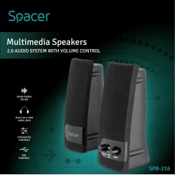 BOXE SPACER 2.0, RMS:  6W (2 x 3W), control volum, mufa casti, USB power, black, "SPB-216" (timbru verde 0.8 lei) /43501556