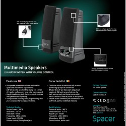 BOXE SPACER 2.0, RMS:  6W (2 x 3W), control volum, mufa casti, USB power, black, "SPB-216" (timbru verde 0.8 lei) /43501556