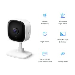 CAMERA IP TP-LINK, cube, pt. interior, dist. IR 10 m, tip lentila fixa 3.3 mm, 3 Mpx, wi-fi, microfon, carcasa plastic, slot SD 