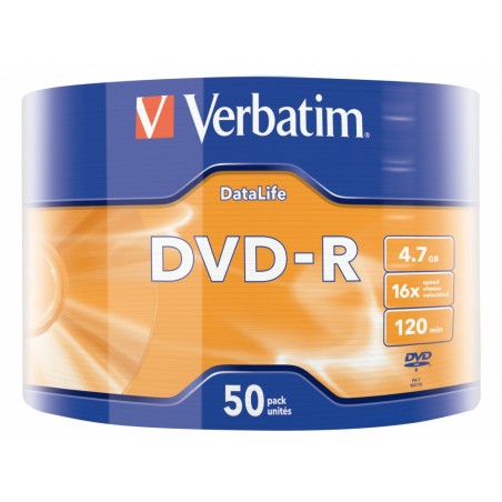 DVD-R VERBATIM  4.7GB, 120min, viteza 16x, 50 buc, Single Layer, shrink wrap, "Matt Silver" "43791"