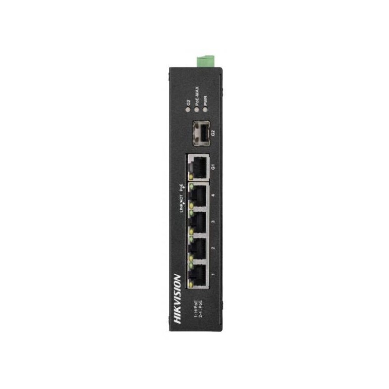 SWITCH. PoE Hikvision, port 10/100 x 3 | Gigabit x 2, SFP SFP x 1, carcasa metalica, "DS-3T0306HP-E/HS" (timbru verde 2 lei)