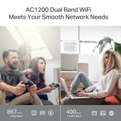 ROUTER TP-LINK wireless 1200Mbps, MU-MIMO, 4 porturi Gigabit, 4 antene externe, Dual Band AC1200 "Archer C64" (timbru verde 0.8 