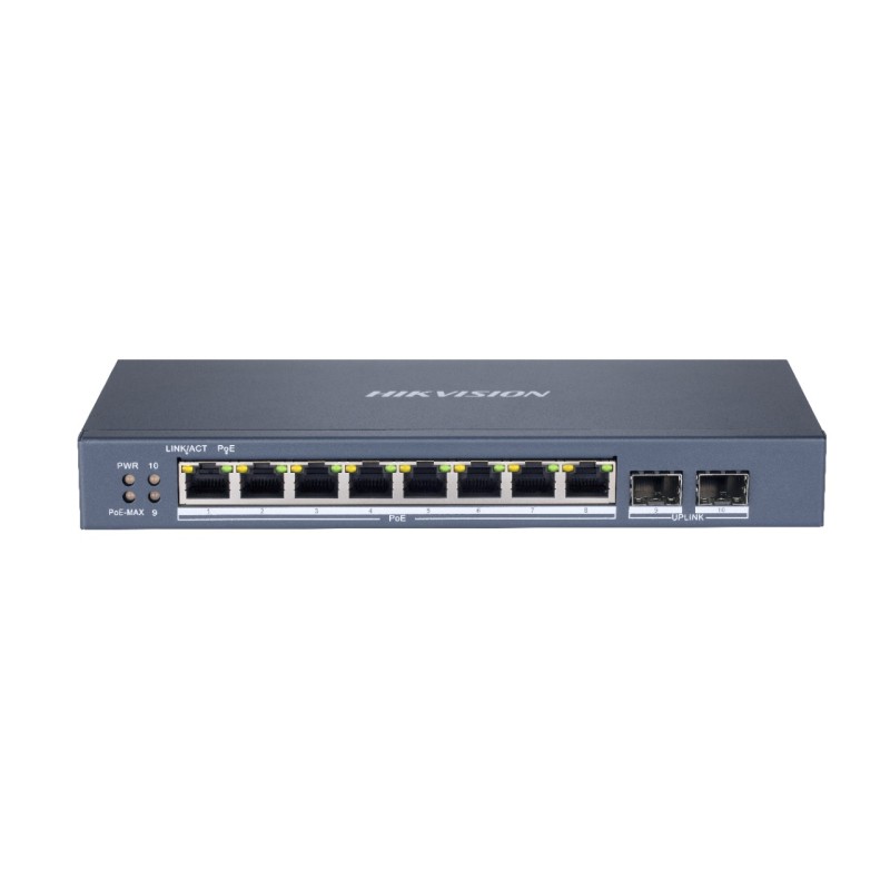 SWITCH. PoE Hikvision, port Gigabit x 8, SFP SFP x 2, managed, carcasa metalica, "DS-3E1510P-SI" (timbru verde 2 lei)