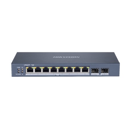 SWITCH. PoE Hikvision, port Gigabit x 8, SFP SFP x 2, managed, carcasa metalica, "DS-3E1510P-SI" (timbru verde 2 lei)